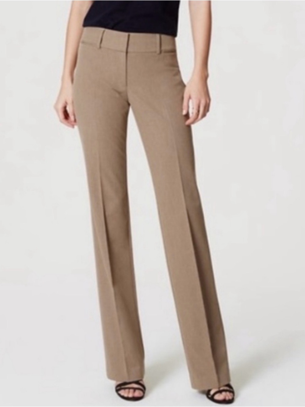 Ann Taylor LOFT Marisa Mid-Rise Bootcut Trouser Pant Preppy Career Tan Sz 2